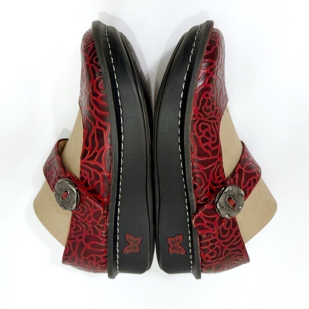 Algeria Paloma Wine Embossed Rose Mary Jane Shoe Size EU 36 US 6 - Picture 7 of 12